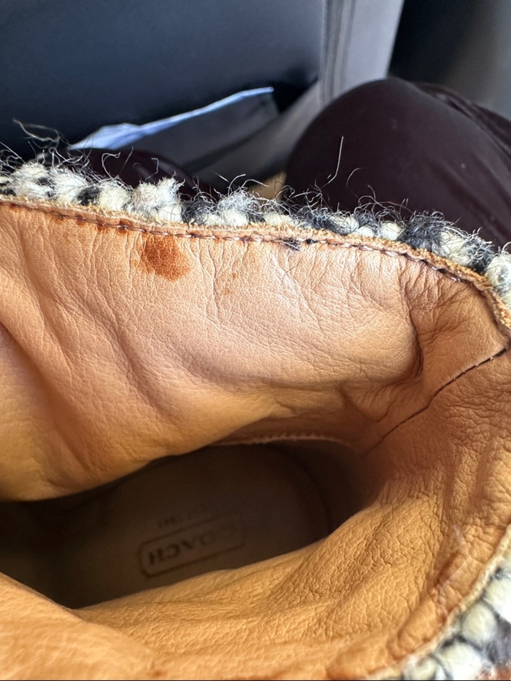 Coach Women’s Tan Leather Lace-Up High-Heel Ankle Boots with Buckle - Picture 6 of 8